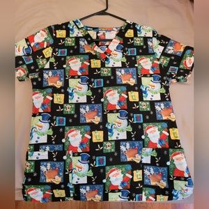 Christmas scrub top